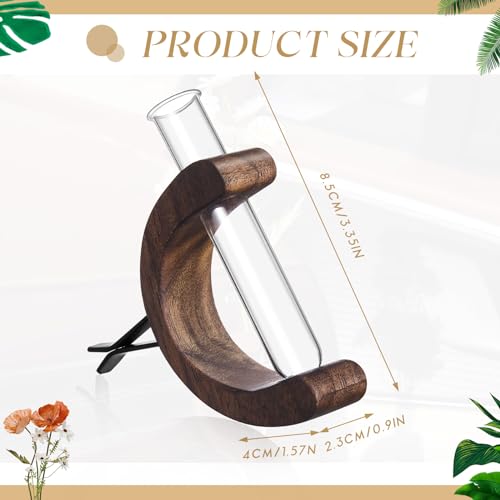 4 Pcs Mini Car Vase Vent Clip Propagation Vase, Walnut Wooden Color - color: Walnut Wooden Color