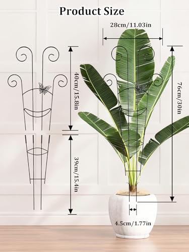 2 Pcs Tall Trellis for Potted Plants, 30'' Expandable Butterfly Shape Garden Trellis for Climbing Plants Indoor, Plant Pothos Climber Support for Monstera, Ivy, Hoya, Vine (Black)