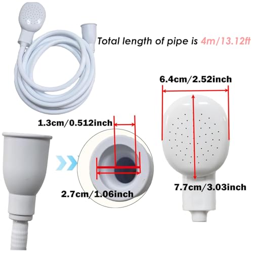 4m/13.12ft Sink Spray Rubber Hose Portable Faucet Sprayer Garden, Shampoo Sprayer Handheld Shower Head Spray Hose Attachment for Dog, Pets, Bathing Baby, Washing Hair, Rinsing Vegetables - color: White - 4m/13.12ft