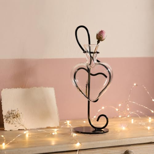 Music Note Propagation Station with Heart Glass Vase& Metal Stand - color: Music Note
