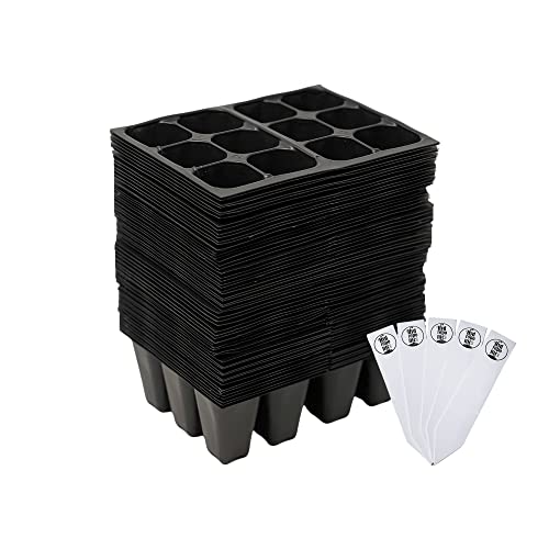Seed Starter Trays, 720 Cells (120 Trays - 6 Cells Per Tray) + Plant Stakes - size: 120 Trays (720 Cells)