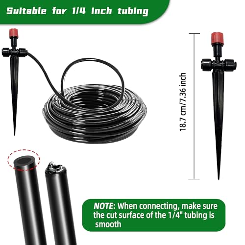 40PCS Push-to-Connect Drip Irrigation Emitters for 1/4 inch Irrigation Tubing, Two-Way Connection Adjustable Drip Emitter Sprayer with Stake, Irrigation Dripper Sprinklers for Drip Irrigation System - size: 40PCS Two-Way Drip Irrigation Emitters Sprayer