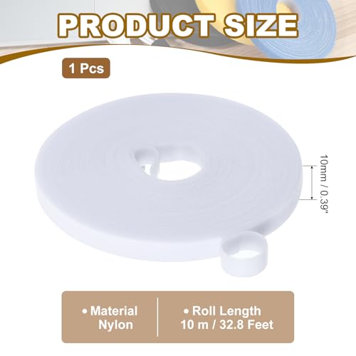 PATIKIL 0.4" x33FT Hook and Loop Tape Double-Sided Nylon Strips White - color: White, size: 0.4"x33FT