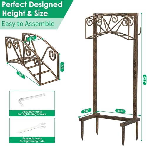 TomCare Garden Hose Holder, Heavy Duty Water Hose Hanger for 160FT Hose - color: Bronze, size: 15″ W