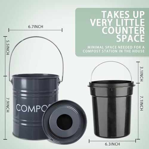 MUMTOP Compost Bin for Kitchen Countertop,1.3 Gal Metal Compost Container - color: Gray