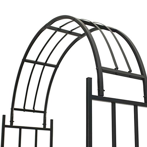 Steel Garden Arch with Gate, 7'6" High x 3'7" Wide, Garden Arbor for Various Climbing Plant, Outdoor Garden Lawn Backyard
