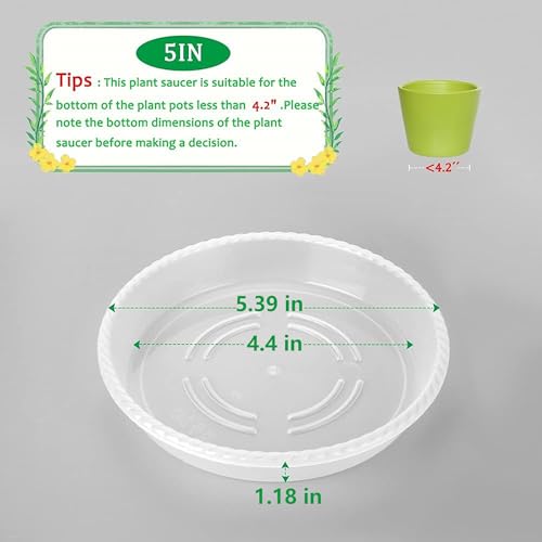 8 Pack of 5'' Clear Plant Saucer Drip Trays, Plant Tray for Indoor and Outdoor Plants, Thicker & Sturdier & Durable Plastic Plant Saucers Plant Accessories Indoor - color: Clear, size: 5"