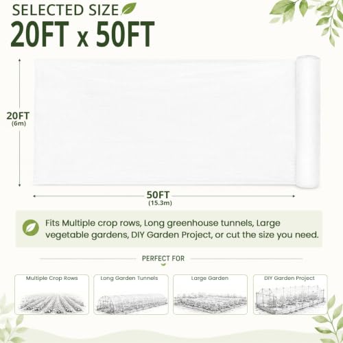 20x50Ft Garden Netting, Fine Mesh Insect Netting for Plant Protection - size: 20Ft x 50Ft