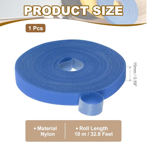 PATIKIL 0.6" x33FT Hook and Loop Tape Double-Sided Nylon Strips Blue - color: Blue, size: 0.6"x33FT