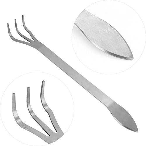 Stainless Steel Bonsai Rake, 3-Prong Loosen Soil Hand Tool, 9.45 inch