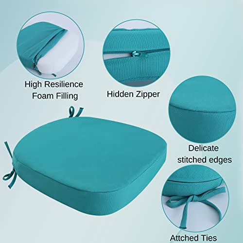 idee-home Outdoor Chair Cushions Set of 4, 19" x 19" D-Shaped - color: Peacock Blue, size: 19 x 19 x 3 Inch