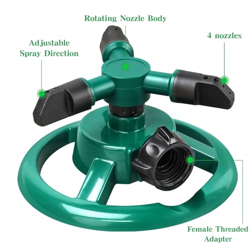 Sprinklers for Yard, Water Sprinkler for Lawn, 360 Degree Rotating Lawn Sprinkler for Yard Large Area, Sprinklers for Kids, Pets Playing - color: Green