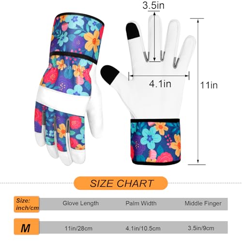 Leather Gardening Gloves for Women Garden Gloves Thorn Proof Touch Screen Design Heavy Duty Working Yard Gloves - color: Colorc