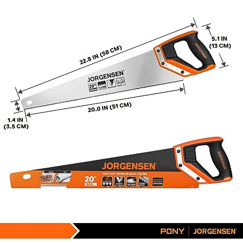JORGENSEN 20 Inch Pro Hand Saw, 11 TPI Fine-Cut Ergonomic Non-Slip Aluminum Ultrasonic Welding Handle for Sawing, Trimming, Gardening, Woodworking, Drywall, Plastic Pipes - style: 20 Inch