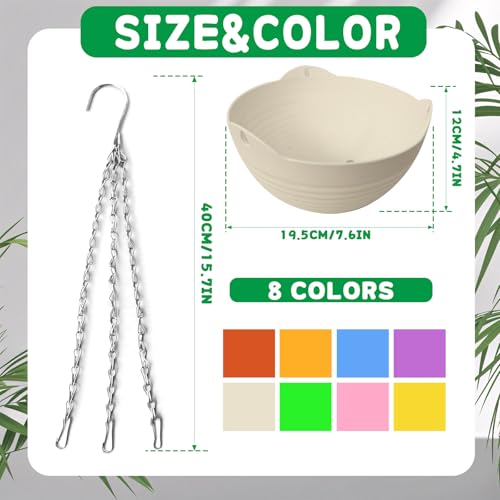 Srmayyi 8 Pack 8 Inch Plastic Self Watering Hanging Planters,Colorful Hanging Basket Planter with Drainer and Metal Chain,Garden Flower Plant Pot Container for Indoor Outdoor Plants,8 Colors - size: 8 pcs colorful