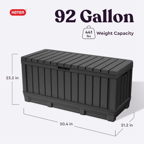 Keter Kentwood 92 Gal Outdoor Storage Box for Patio and Pool Accessories - color: Dark Grey