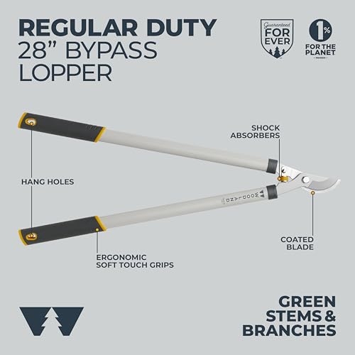 Woodland Tools Regular Duty Lopper – 28 Inch Manual Branch Cutter with Bypass Blade and Non Slip Grip – Lightweight Tree Trimmer for Gardening, Shrubs, and Small Branches - style: Regular Duty Lopper