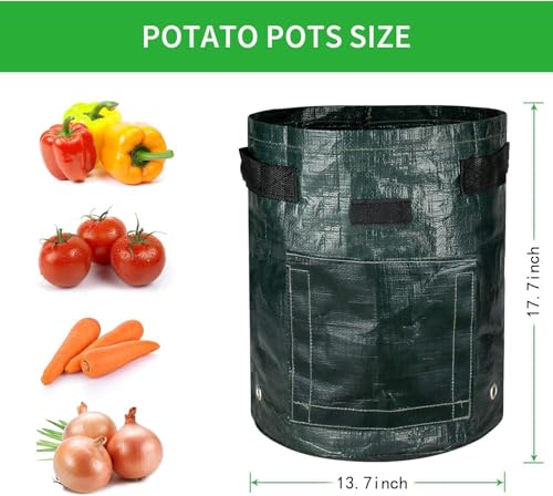 iPower 10 Gallon 4 Pack PE Grow Bags with Flap, Garden Planting Nonwoven Fabric Pots with Reinforced Handle, Heavy Duty and Aeration Planter Pot for Tomato, Fruits, Vegetables and Flowers - size: 10 Gallon 4 Pack PE New