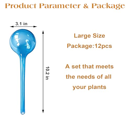 Large 12pcs Plant Watering Globes, Plant Watering Bulb Indoor Potted Plant - color: E. Blue A- Large 12pcs