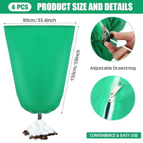 4 Pcs Plant Covers Freeze Protection 35.4" x 59", Green - color: Green