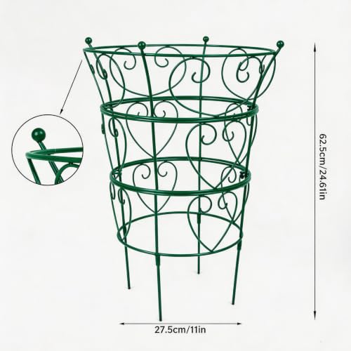 24.6" Peony Support Heavy Duty Garden Cage for Peonies,Dahlias & Hydrangeas - color: Green, size: 24.6"x17"