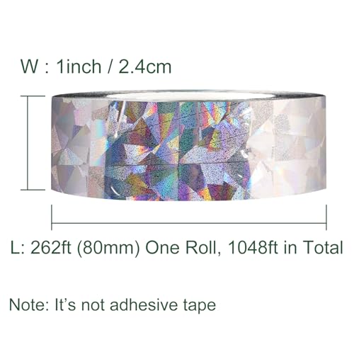 4 Pack Bird Reflective Scare Tapes, 1048ft Dual-Sided Pigeon Scare Tapes