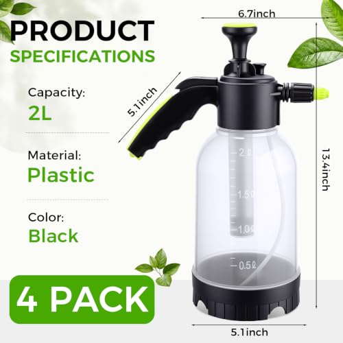 4 Pcs Plastic Handheld Pump Sprayer 1/2 Gallon Garden Pressure Spray Bottle with Adjustable Brass Nozzle Water Pump Sprayer for Plants Cleaning Household Gardeners Tasks (Clear) - color: Clear