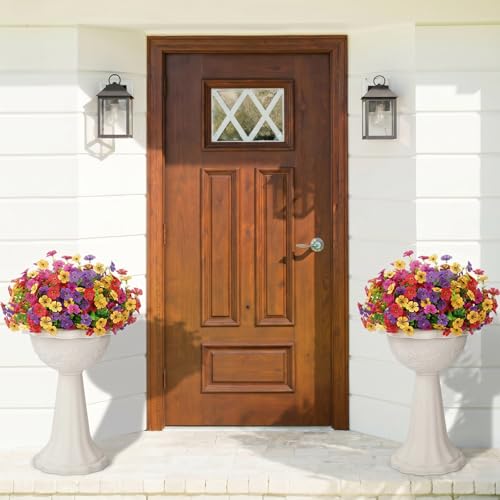 Lifewit Artificial Flowers for Outdoor, Faux Flowers for Garden Decor - color: 4 Mix Color(fuchsia Purple Yellow Red)