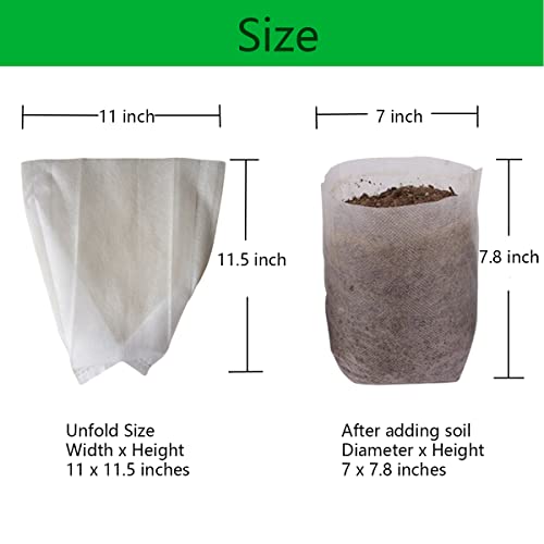 gardtree 1 1/4 Gallon 100PCS 11×11.5 Inch Breathable Plant Grow Bags - Non-Woven Plant Nursery Bags for Seed Starting, Indoor/Outdoor Vegetables, Herbs & Flowers | Easy Transplant, Space Saving - color: White, size: 11"x11.5"/100PCS
