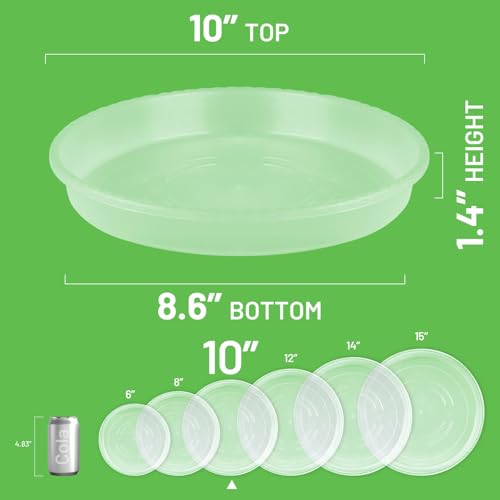 MUDEELA 6-Pack Plastic Plant Saucers Tray for Indoor, 10 Inches, Clear - size: 10" - 6 Pack
