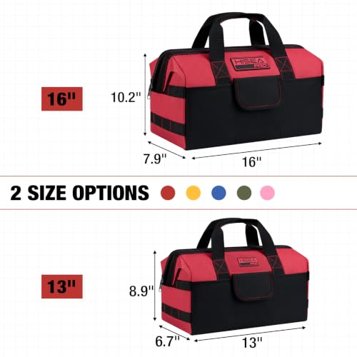 HISEA 3 Pack Heavy Duty Tool Bag, 16-Inch Waterproof Tools Organizer Tote - color: Red, size: 16 Inch