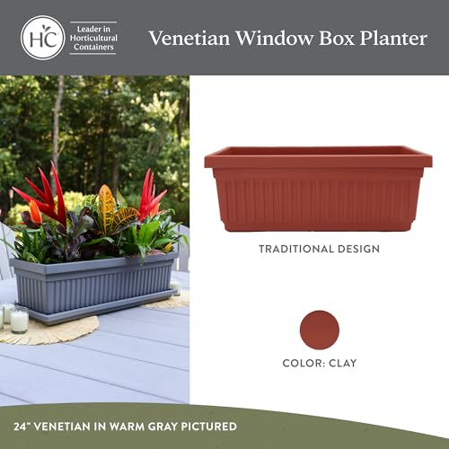 The HC Companies Venetian Window Planter Box, 30 Inch, Clay, 2-Pack - color: Clay, size: 30", style: Pack of 2