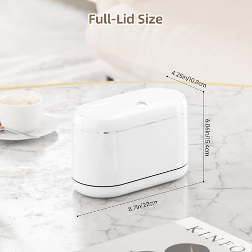 PAVSTINE Mini Trash Can for Desk with 5 Rolls Trash Bags, White Full-Lid - color: White Full-Lid