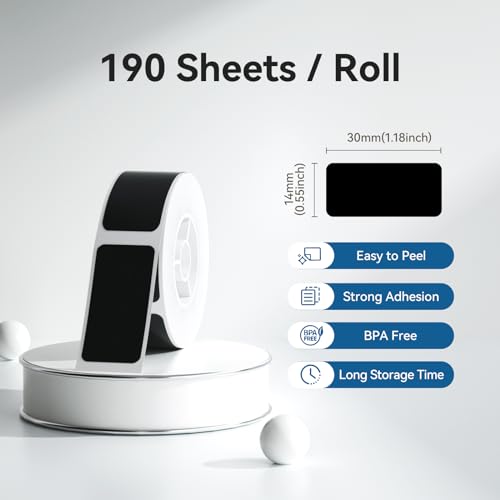 NIIMBOT Thermal Transfer Labels 0.55''x1.18'', Only for N1(B18) Label Maker - color: 0.55''×1.18''-black