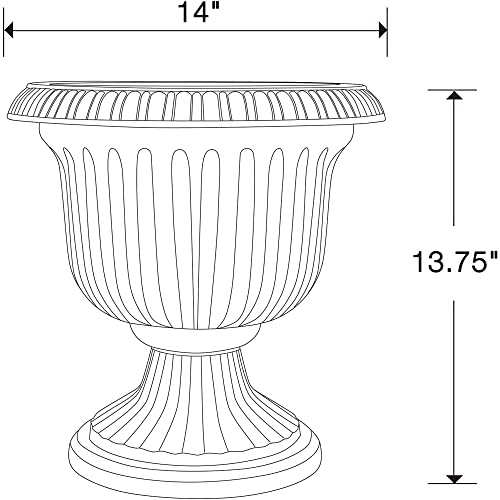 Southern Patio 2 Pack Utopian Urn Planter, Large 14 Inch Outdoor Pot, Lightweight Garden, Entryway, or Walkway Accessory with UV-Coated Finish, Stone