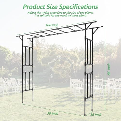 Garden Arch Trellis - 100" L x 86" H Supersize Flattop Garden Arch - size: Length:100"-20MM