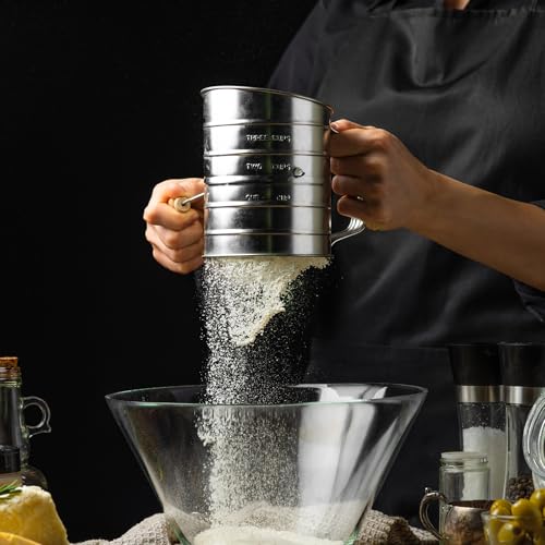 Toresano Flour Sifter, Hand Crank Sifter for Baking with Fine Mesh Rotary