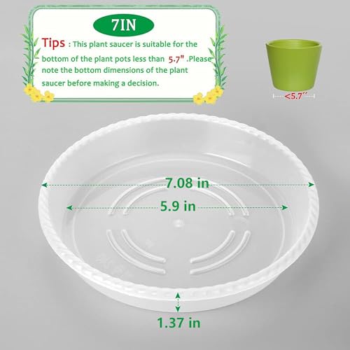 8 Pack of 7 inch Clear Plant Saucer Drip Trays, Plant Tray for Indoor and Outdoor Plants, Thicker & Sturdier & Durable Plastic Plant Saucers Plant Accessories Indoor - color: Clear, size: 7"