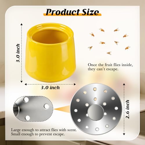 Ceramic Fruit Fly Trap for Indoors, Yellow, 1 Pack - color: Yellow