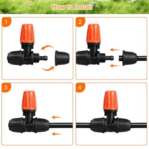 JAYEE Micro Spray Irrigation Drippers, 25 Pcs Three-Way Atomizing Nozzle Drip Irrigation Fitting for 1/4 Inch Tubing, Lock Barbed Drip Line Parts Emitters for Patio Garden Greenhouse Sprinkler System - size: 25P-Lock Nozzle