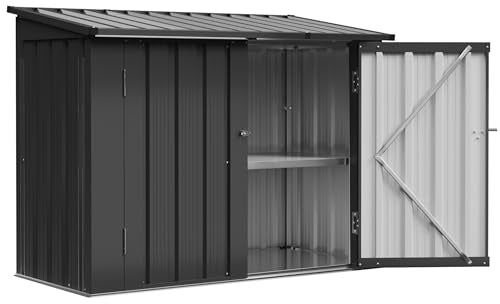Aoxun Outdoor Storage Cabinet 20Cu.Ft Metal Storage Shed with Floor&Shelf - size: 4'x2'