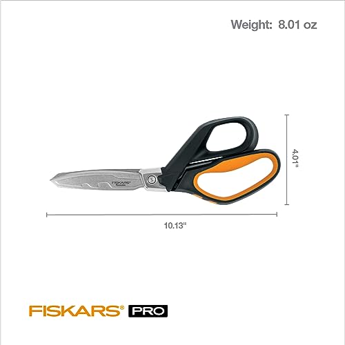 Fiskars Pro PowerArc Shop Shears, Heavy Duty Stainless Steel Scissor, Industrial Grade Tool for Building and Construction, 10 in, Orange/Black - style: Heavy Duty 10 in.