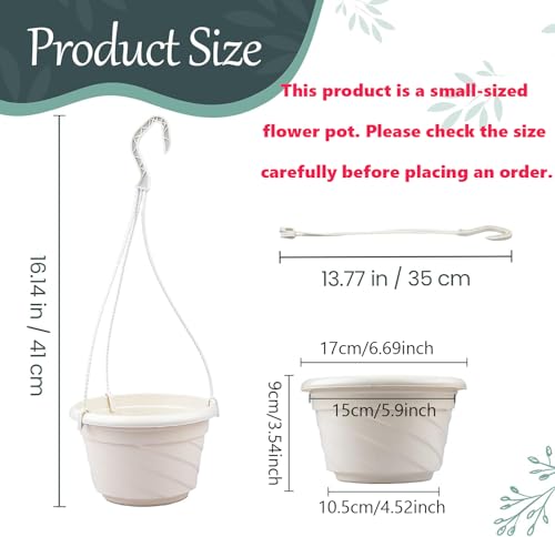 4 Pieces Plastic Hanging Planters, 5.9 in Dia x 3.54 in H, Flower Plant Basket Pots Chain Holder Garden Decoration for Indoor and Outdoor Use, Red - color: Red