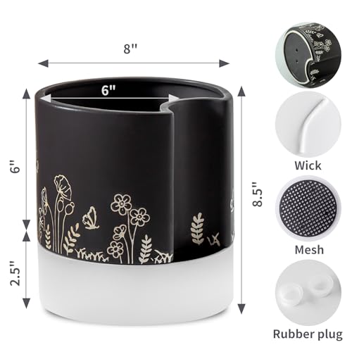 Nihow Self Watering Pots for Indoor Plants,8 Inch,Black Hand Painting - color: Black, size: 8" Self Watering