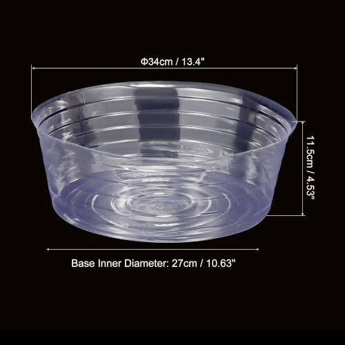 MECCANIXITY Plant Pot Saucer 13.4 Inch Plastic Round Flower Drip Tray for Indoor Outdoor, Clear Pack of 20 - size: 34x11.5cm