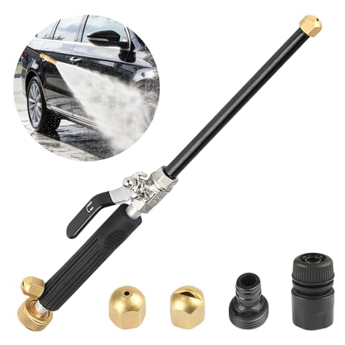 Hydro Jet High Pressure Power Washer Wand - Portable High Pressure Water Gun 2 Nozzles, Power Pressure Washer Hose Nozzle Attachment for Garden Hose, Pressure Washer Wand for Garden or Car Washing - color: Black (2 Nozzles)