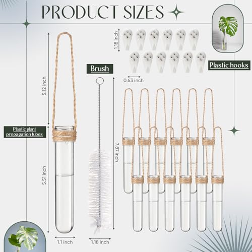 Baderke 12 Pack Plastic Hanging Propagation Station Tubes, Natural Color - color: Transparent