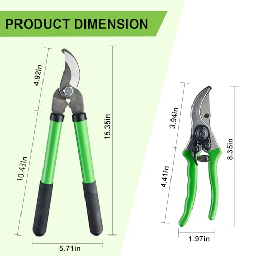 Pro Pruning Shears - Heavy Duty Garden Shears with SK-5 Steel Blades, Ergonomic Non-Slip Handle Tree Branch Cutter & Flower Arranging Tool