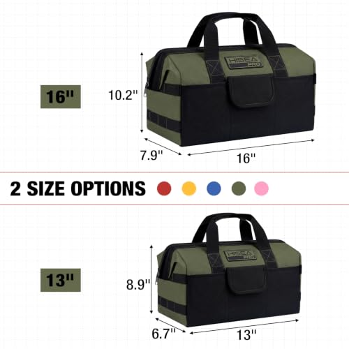 HISEA 3 Pack Heavy Duty Tool Bag, 16-Inch Waterproof Tools Organizer Tote - color: Green, size: 16 Inch
