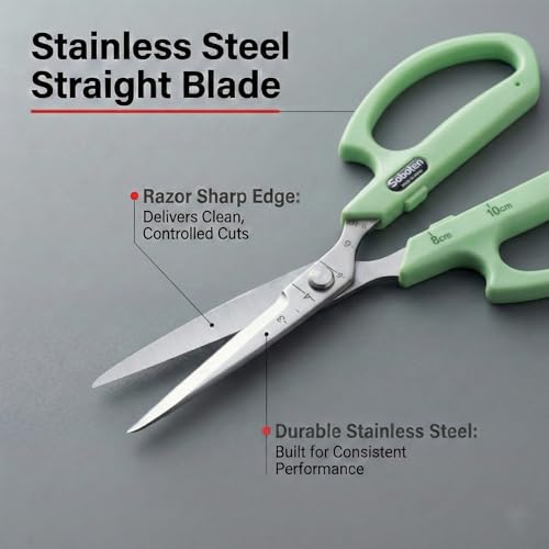 Saboten Stainless Steel Straight Blade Trimming Scissors Green PT-12 160mm Precision Gardening Bonsai and Floral Shears Made in Japan - color: Green, size: Stainless Steel Straight Blade